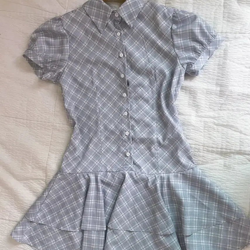 [BUNJANG] Vintage Mori Girl Summer Check Slim Fit Dress / 가격동결) 빈티지 모리걸 여름 체크 슬림핏 원피스