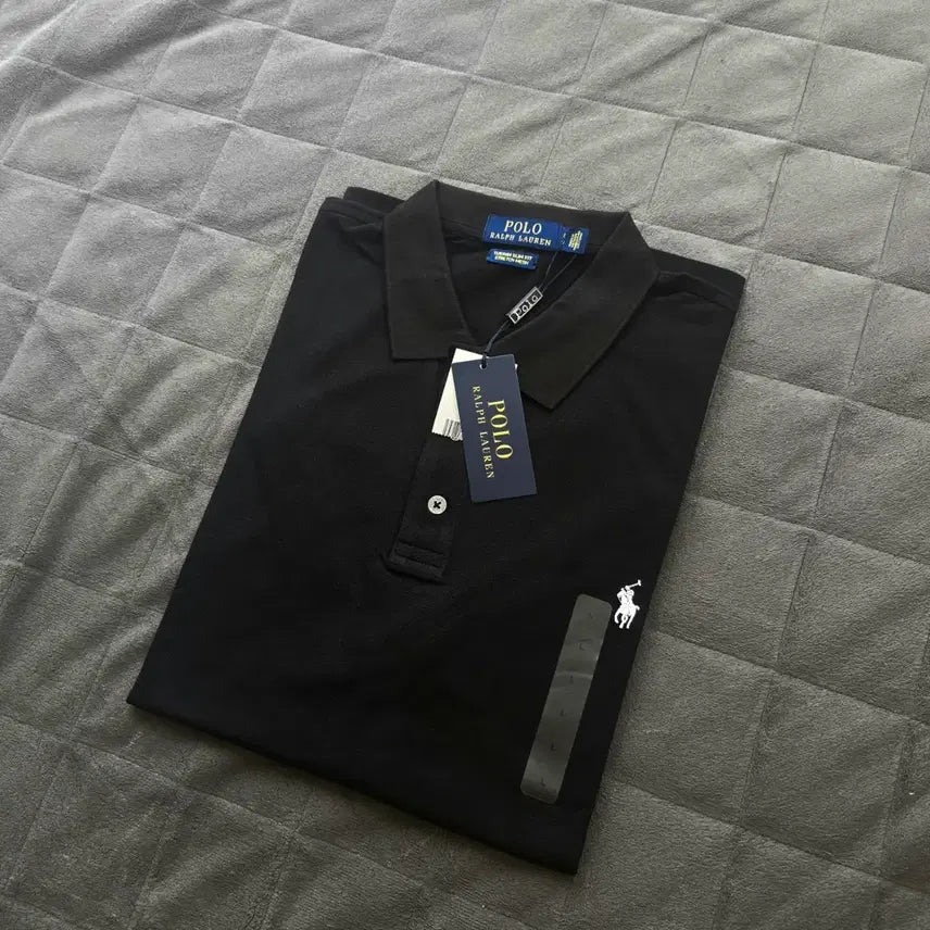 [BUNJANG] Polo Ralph Lauren Cotton Mesh Crewneck T-Shirt Black L / 폴로 랄프로렌 카라티 반팔 티셔츠 블랙 L사이즈 새제품