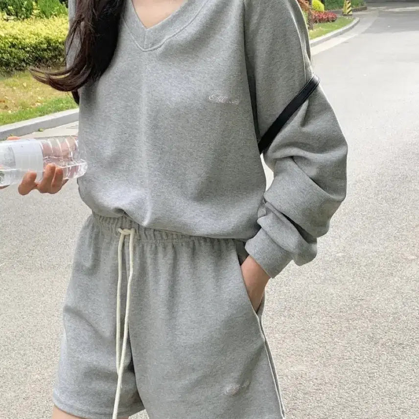 [BUNJANG] All Over Sweatpants Set - Gray / 올오버 맨투맨 팬츠 세트 그레이