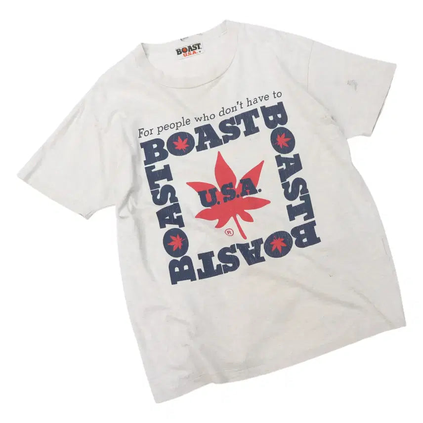 [BUNJANG] BOAST Vintage Graphic Logo Oatmeal Short Sleeve T-Shirt / BOAST 보스트 빈티지 그래픽 로고 오트밀 반팔티셔츠 (M)