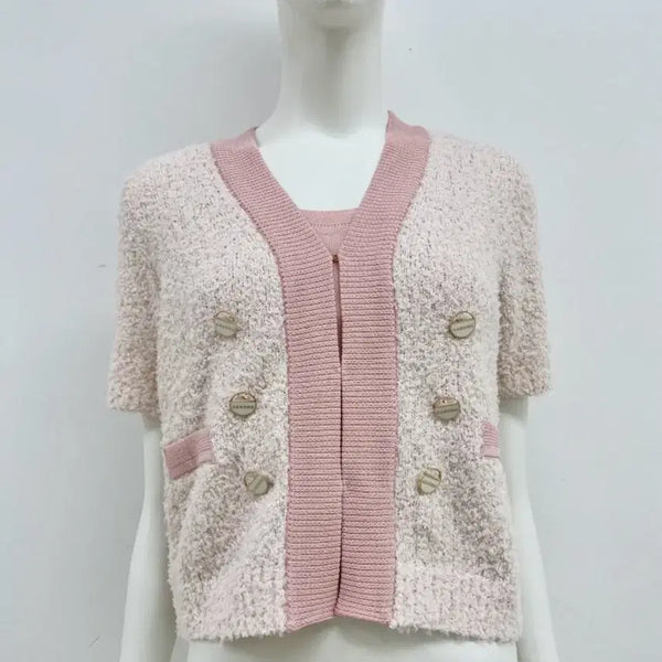 [BUNJANG] Sandro Tweed Cardigan Set Pink Size 80 / 새제품 산드로 트위드 가디건 세트 핑크 80사이즈