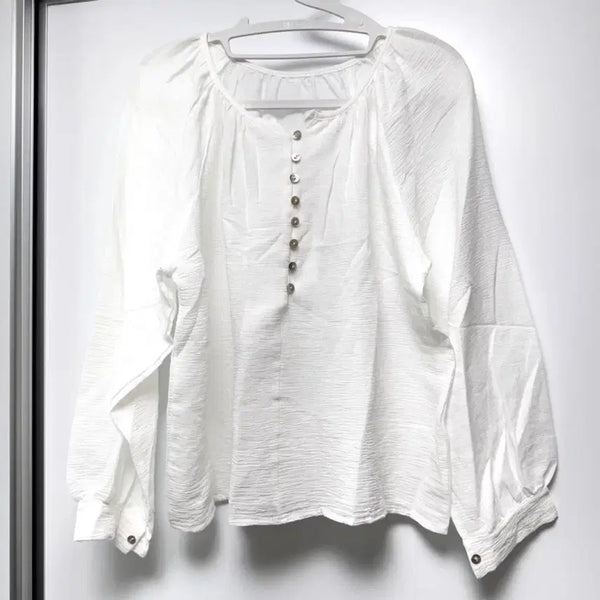 [BUNJANG] Mother of Pearl Button Blouse (New) / 자개 단추 블라우스 55-66 (새상품)