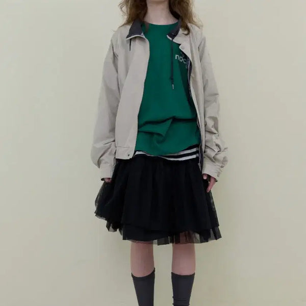 [BUNJANG] No Contents Cotton Casual Jumper Beige / 노컨텐츠 코튼 캐주얼 점퍼 베이지