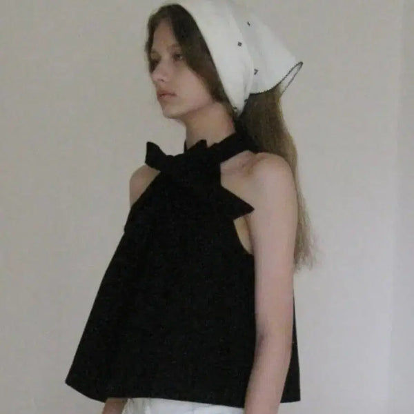 [BUNJANG] Souissi Bow Tie Top Black / 스무스무드 Souissi Bow Tie Top Black