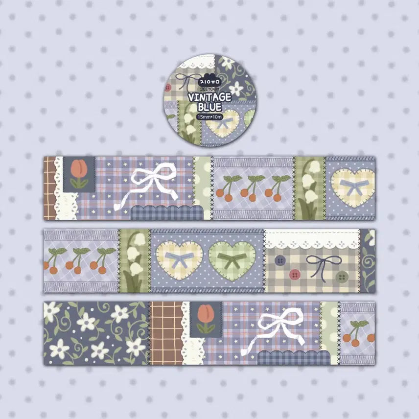 [BUNJANG] Jiyum Vintage Blue Masking Tape (1m) / 지윰 빈티지블루 마스킹테이프 마테띵 다꾸 스키커