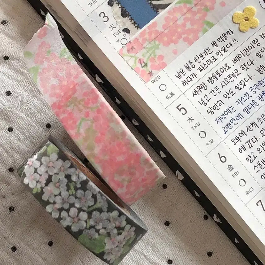 [BUNJANG] Cherry Blossom Masking Tape Set / 윤구 벚꽃 밤벚꽃 마스킹테이프 마테띵 다꾸 스키커