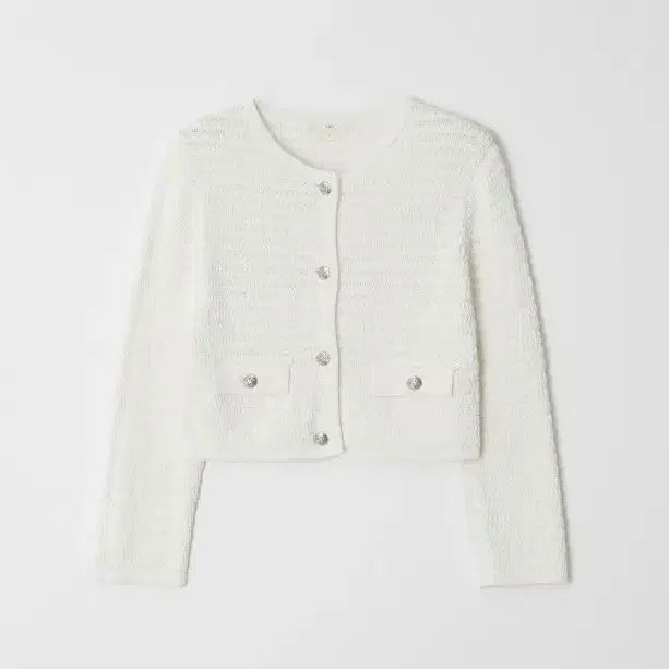 [BUNJANG] YUMER Charlotte Tweed Cardigan Ivory / 유메르 샬롯 트위드 가디건 아이보리 F
