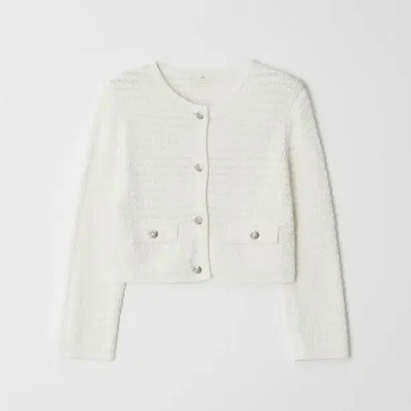 [BUNJANG] YUMER Charlotte Tweed Cardigan Ivory / 유메르 샬롯 트위드 가디건 아이보리 F