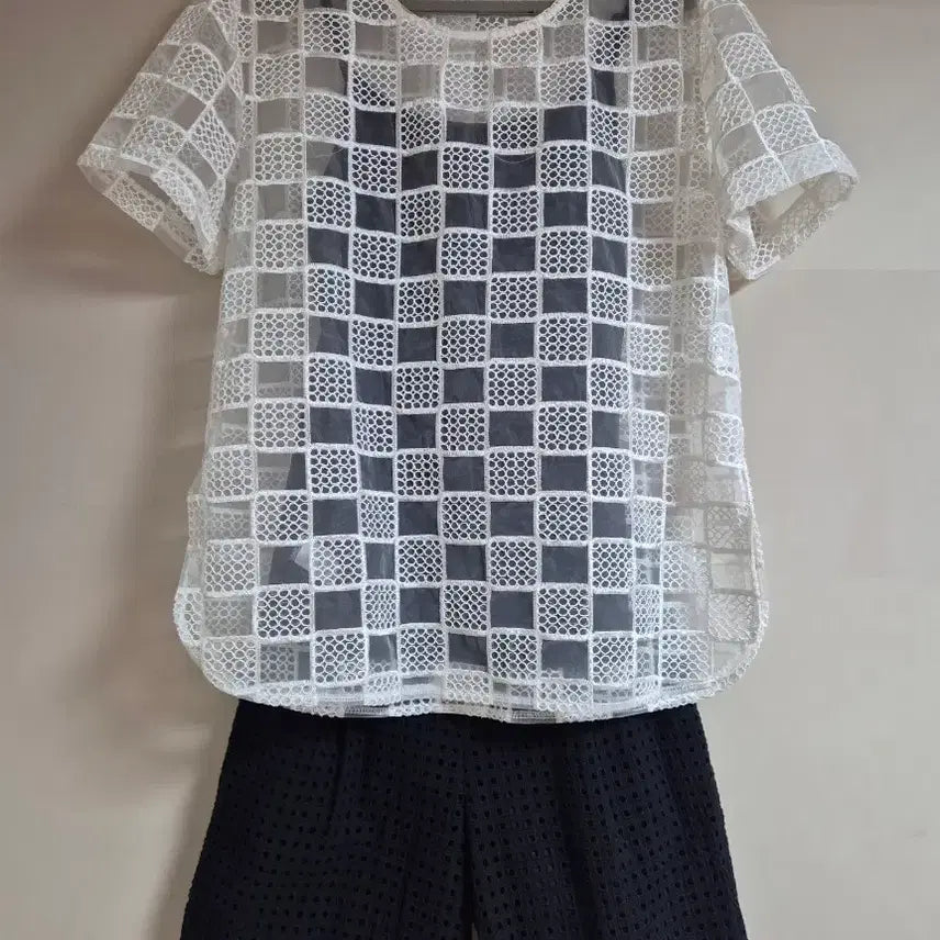 [BUNJANG] Doota Designer Lace Short Sleeve Top and Shorts Set / @ 두타 디자이너 브랜드 /  반팔 + 반바지  /  레이스