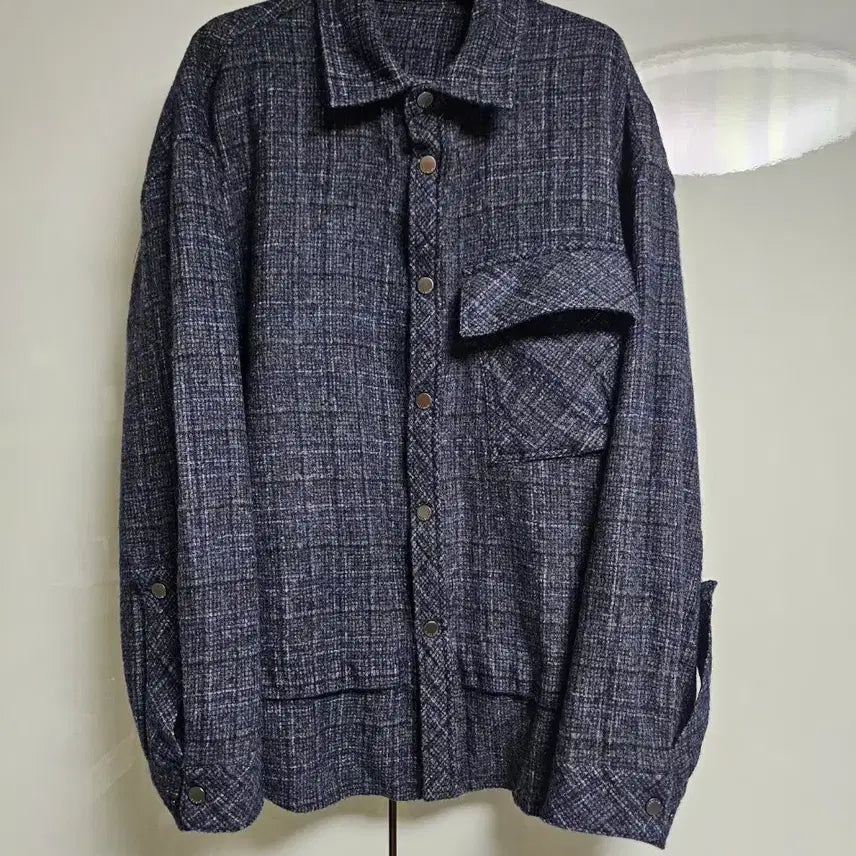 [BUNJANG] Il CORSÓ Navy Check Shirt Jacket / 일꼬르소 네이비체크 셔츠자켓
