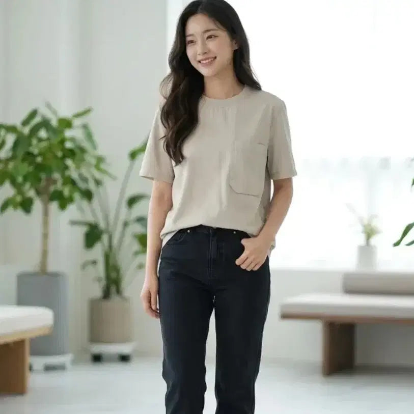[BUNJANG] COS Beige Pocket Short Sleeve T-Shirt Medium / COS 베이지 포켓 반팔 티셔츠 M