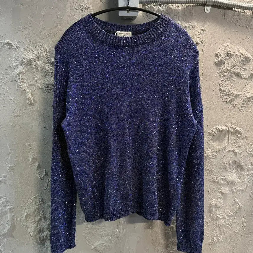 [BUNJANG] Saint Laurent Sequin Glitter Knit Blue / M 생로랑 SAINT LAURENT 파리 시퀸 글리터 니트 블루