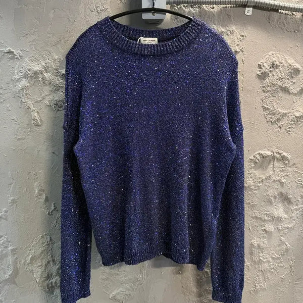 [BUNJANG] Saint Laurent Sequin Glitter Knit Blue / M 생로랑 SAINT LAURENT 파리 시퀸 글리터 니트 블루