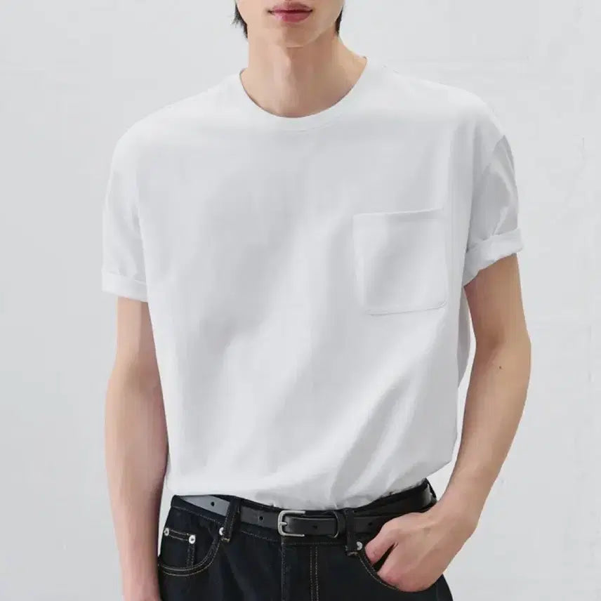 [BUNJANG] Drawfit Hail Cotton Pocket Half T-shirt White L / 드로우핏 헤일 코튼 포켓 하프 티셔츠 화이트 L