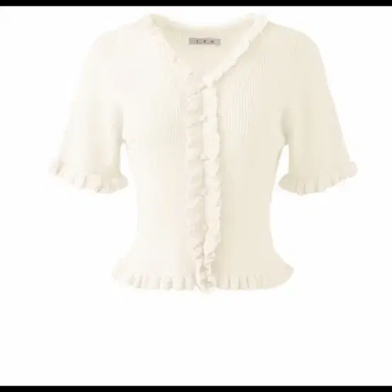 [BUNJANG] Your Name Here Cream Frill Slim Knit / 택0새상품) 유어네임히얼 크림 프릴 슬림 니트 (정가 109000)