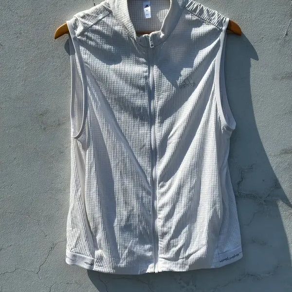 [BUNJANG] Adidas Waffle White Running Zip-Up Vest / [M] 아디다스 와플 화이트 러닝 짚업 베스트