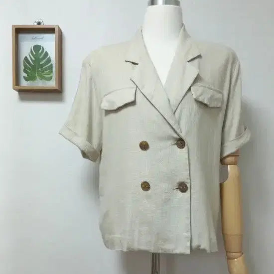 [BUNJANG] Linen Short Double Jacket / 린넨 반팔 더블 자켓