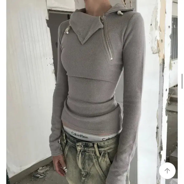 [BUNJANG] Kyo-i Asymmetric Zip-Up T-Shirt / 쿄이 asymmetric zipup t