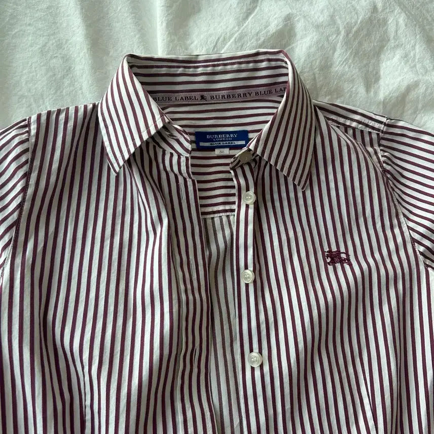 [BUNJANG] Burberry Blue Label Striped 7/10 Sleeve Shirt / 버버리 블루라벨 스트라이프 7부 셔츠
