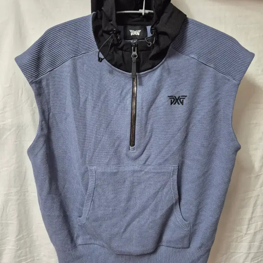[BUNJANG] PXG Hooded Knit Vest Blue / PXG 후드 니트 베스트 블루 M 52x58