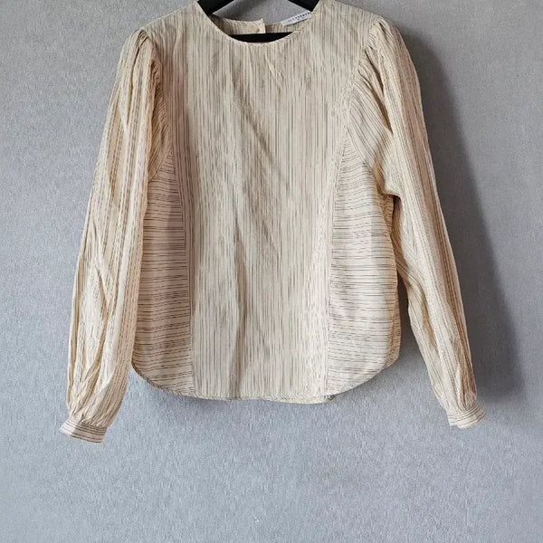 [BUNJANG] The Cashmere 2021 Puff Shoulder Stripe Blouse / 2021.더캐시미어)퍼프숄더 스트라이프 블라우스