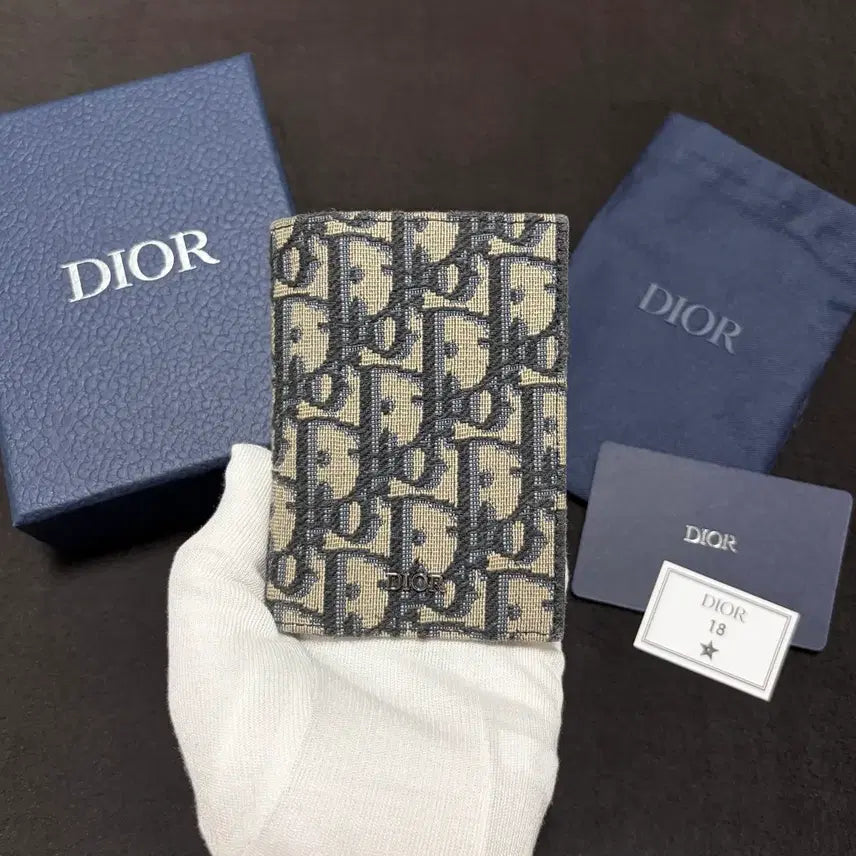 [BUNJANG] Dior Oblique Jacquard Organizer Card Holder Beige / [A급/풀구성] 디올 오블리크 자카드 오거나이저 카드지갑 베이지