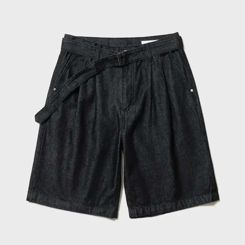 [BUNJANG] Shutter Belted Denim Shorts - Black / 셔터 벨티드 데님 쇼츠 반바지 블랙