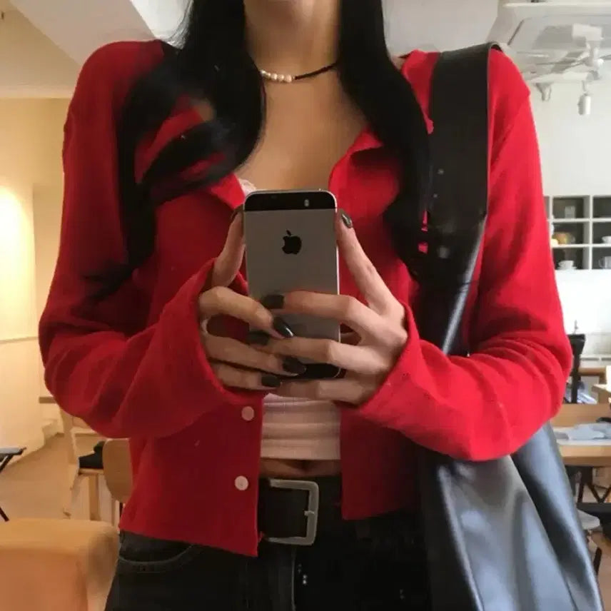 [BUNJANG] A-bly Red Cardigan / 에이블리 빨간 레드 가디건