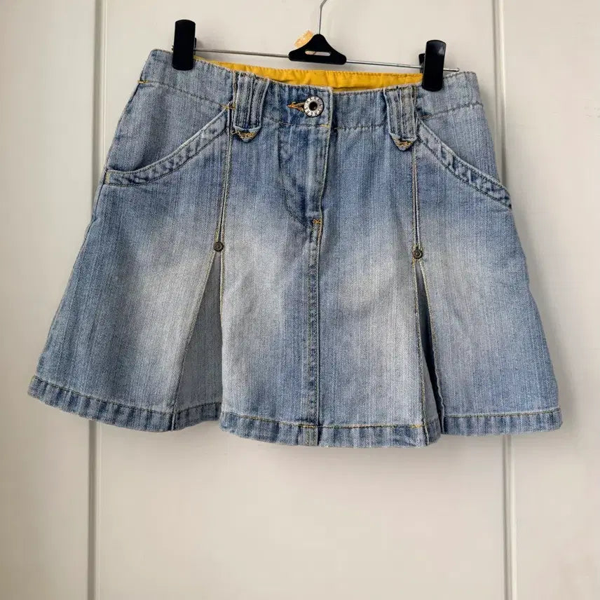 [BUNJANG] Denim Pleated Mini Skirt / 데님 플리츠 미니 스커트