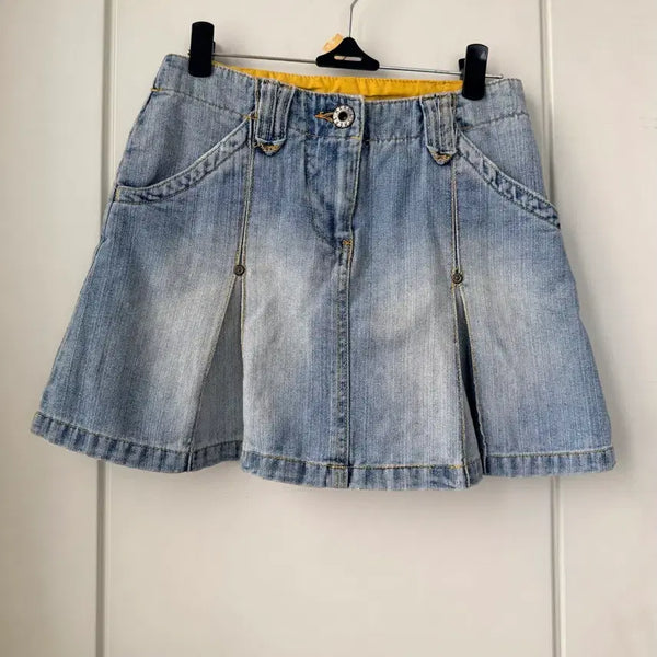 [BUNJANG] Denim Pleated Mini Skirt / 데님 플리츠 미니 스커트