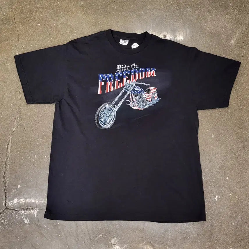 [BUNJANG] Delta Pro Weight Black Motorcycle Print T-Shirt XL / 델타 pro weight 블랙 오토바이 프린팅 반팔 티셔츠