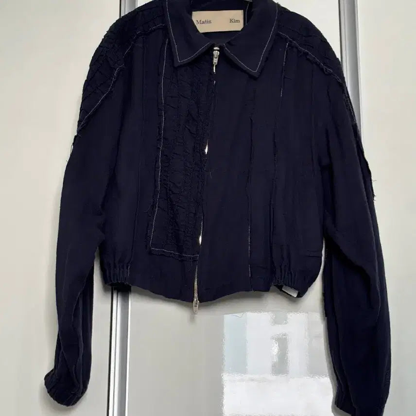 [BUNJANG] Matinkim Rough Bomber Jacket Navy / 마뗑킴 러프 봄버 자켓 네이비