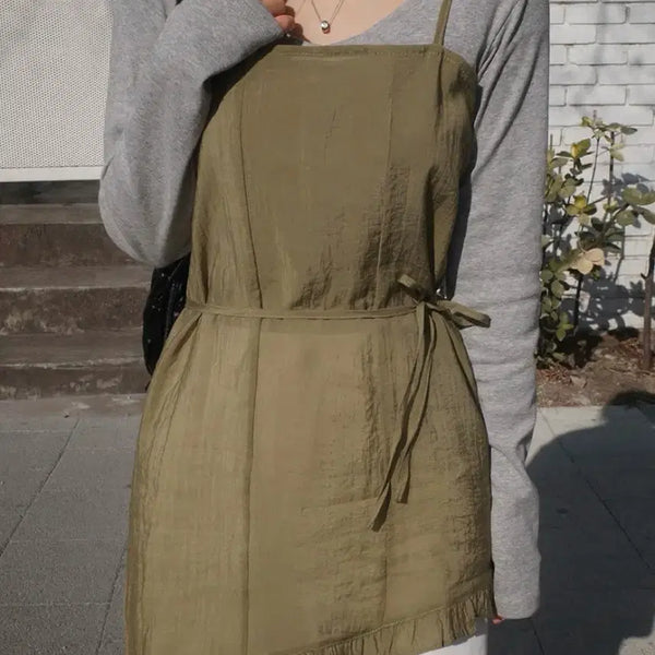 [BUNJANG] More Around Wrinkle Frill Asymmetric Sleeveless Dress / 모어라운드 made 링클 프릴 언발 나시 원피스