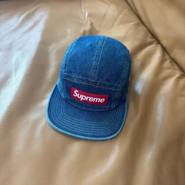 [BUNJANG] Supreme Washed Denim Box Logo Camp Cap / 슈프림 캠프캡 모자 박스로고 워시드 데님