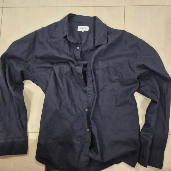 [BUNJANG] Mergo Navy Linen Cotton Shirt XL / 메르고 mergo 네이비 린넨 코튼 셔츠 xl
