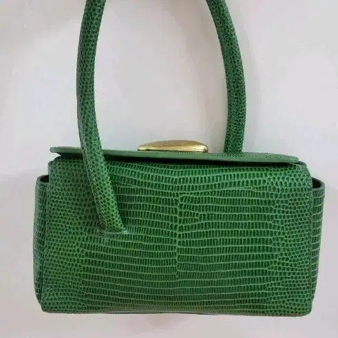 [BUNJANG] Vintage Green Lizard Leather Tote Bag / 빈티지 그린 리자드 가죽 토트백