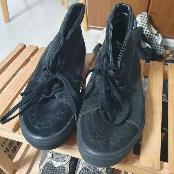 [BUNJANG] Vans Sk8-Hi All Black Sneakers / 반스 스케이트하이 올검 올블랙 280