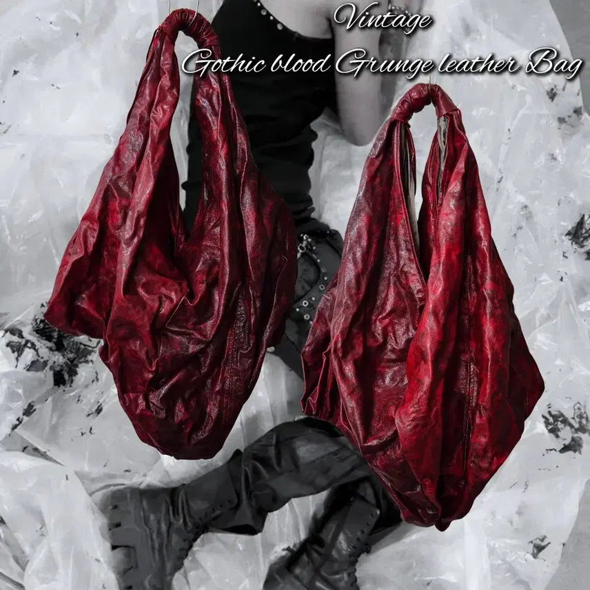 [BUNJANG] Vintage Gothic Grunge Leather Bag / Vintage Gothic blood Grunge leather Bag