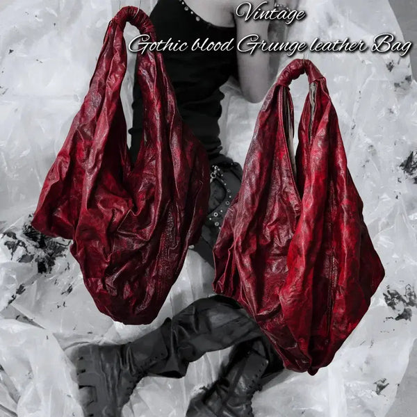 [BUNJANG] Vintage Gothic Grunge Leather Bag / Vintage Gothic blood Grunge leather Bag