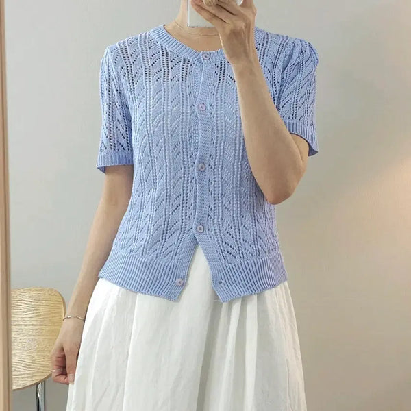 [BUNJANG] MYMYT Women's Short Sleeve Cardigan Punching / (F)MYMYT 여성 반팔 가디건 펀칭 H14W3499