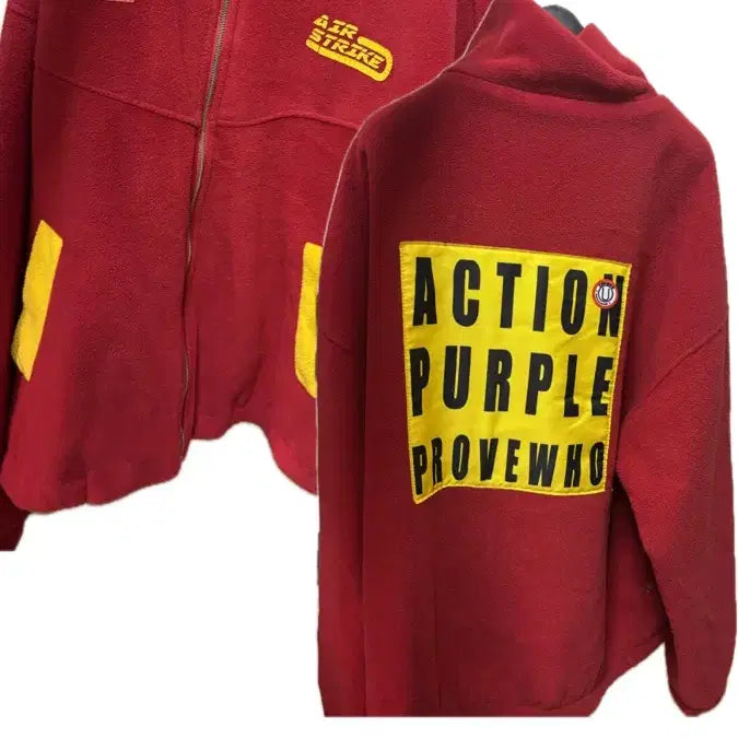 [BUNJANG] Action Purple Red Vintage Fleece Jacket / 액션퍼플 후리스 레드 빈티지 후리스