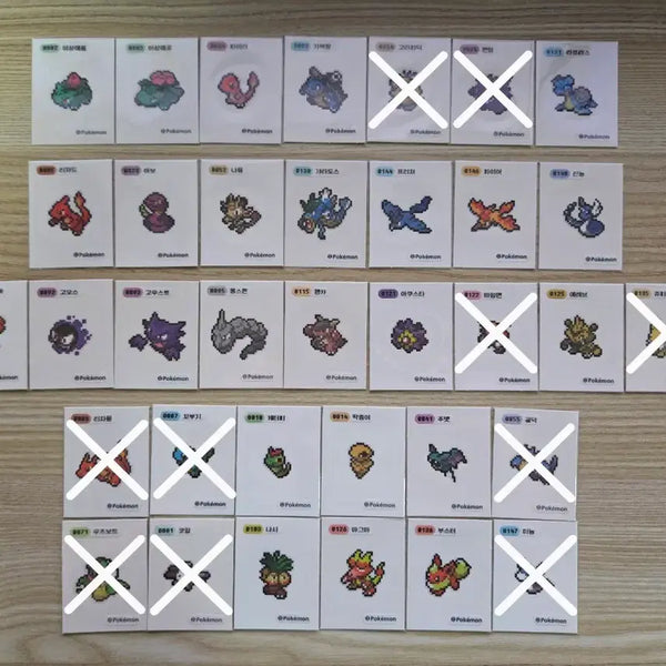 [BUNJANG] Pokemon Pixel Art Rare Unsealed Stickers / 포켓몬 픽셀아트 레어 개봉 띠부씰(띠부실) 판매