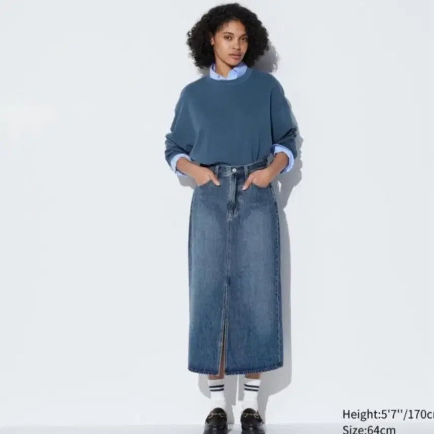 [BUNJANG] Uniqlo Denim Long Skirt Size 64 / <새상품>유니클로 데님 롱스커트 64