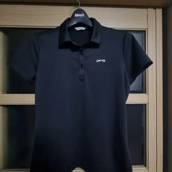 [BUNJANG] PING Women's Black Short Sleeve Polo T-Shirt / 핑 골프PING 여성 블랙 반팔 폴로 티셔츠 90