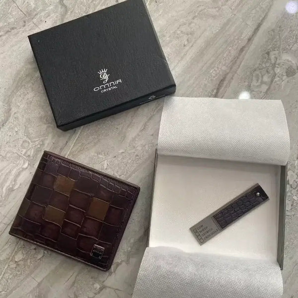 [BUNJANG] Omnia Crystal Bifold Wallet Brown Leather / 풀박스 새상품~옴니아 크리스탈 반지갑 브라운 가죽 선물용