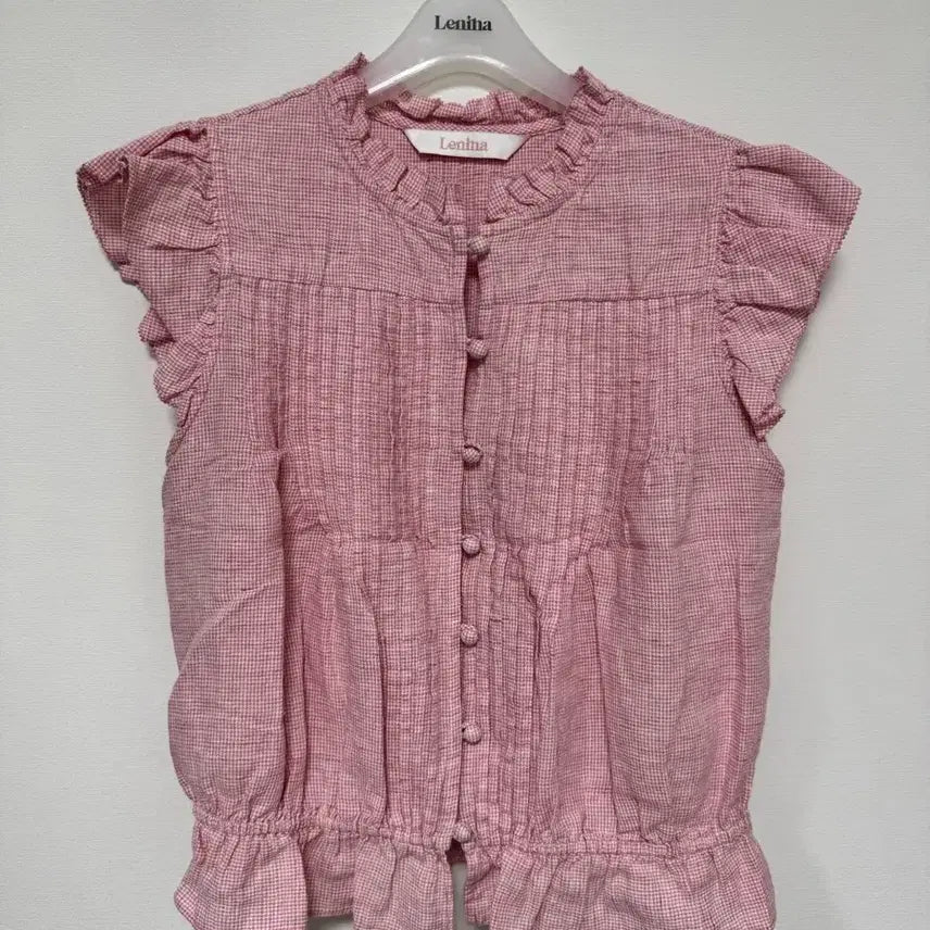 [BUNJANG] Lenina Pink Check Blouse / Lenina 분홍 체크 블라우스