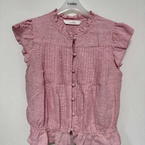 [BUNJANG] Lenina Pink Check Blouse / Lenina 분홍 체크 블라우스