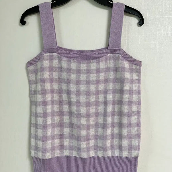 [BUNJANG] Roem Purple Gingham Sleeveless Top (Size 90) / [로엠] 연보라색 고방체크 나시(90)