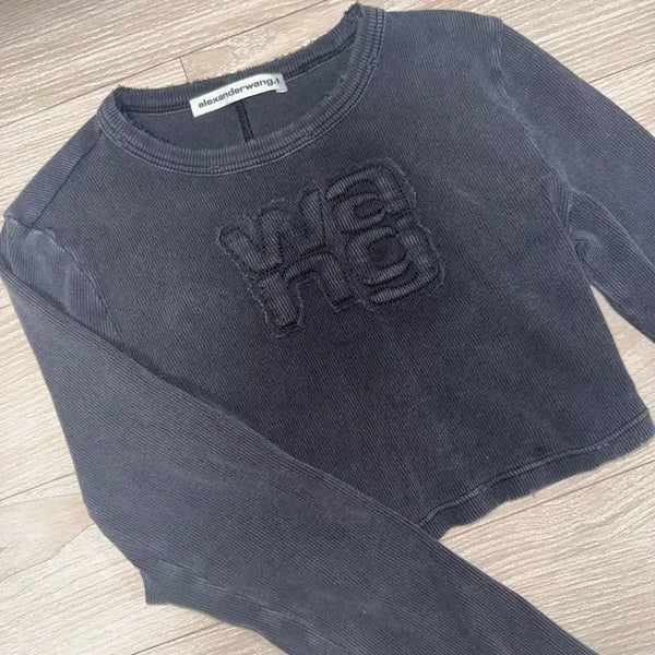 [BUNJANG] Alexander Wang Washed Cropped Sleeve T-shirt / 알렉산더왕 워싱 크롭 슬리브 티