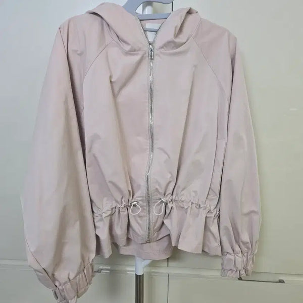 [BUNJANG] Pink Hooded Short Length Jumper / 핑크 후드 숏 기장 점퍼